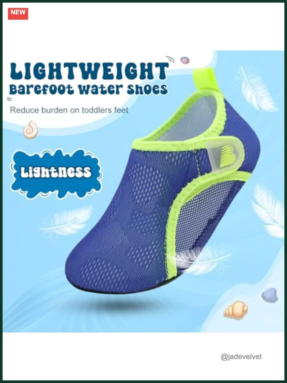 Quick Dry Breathable Mesh Water Shoes Hook & Loop Closure Non-Slip Sole for